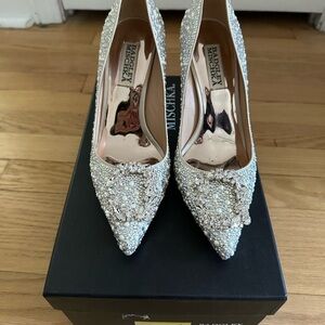 Badgley Mischka Cher II Silver Crystal Embellished Heels